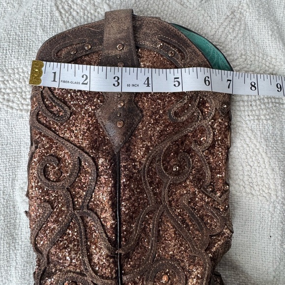 Corral Women's Orix Glitter Inlay & Studs Square Toe Boots Size 8.5 - Picture 12 of 14